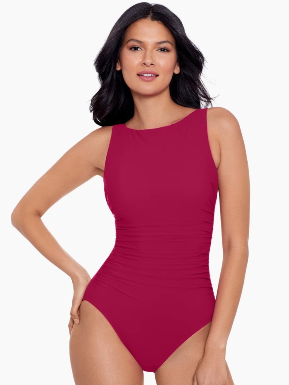 Miracle Women's Magenta Ruched One-Piece Swimsuit